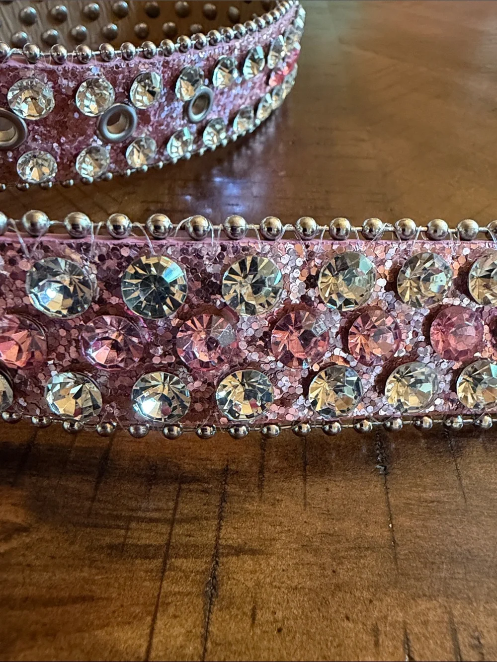 Pink Glitter Western Belt- Bling Cowgirl Rodeo Style - Silver Buckle and Tip